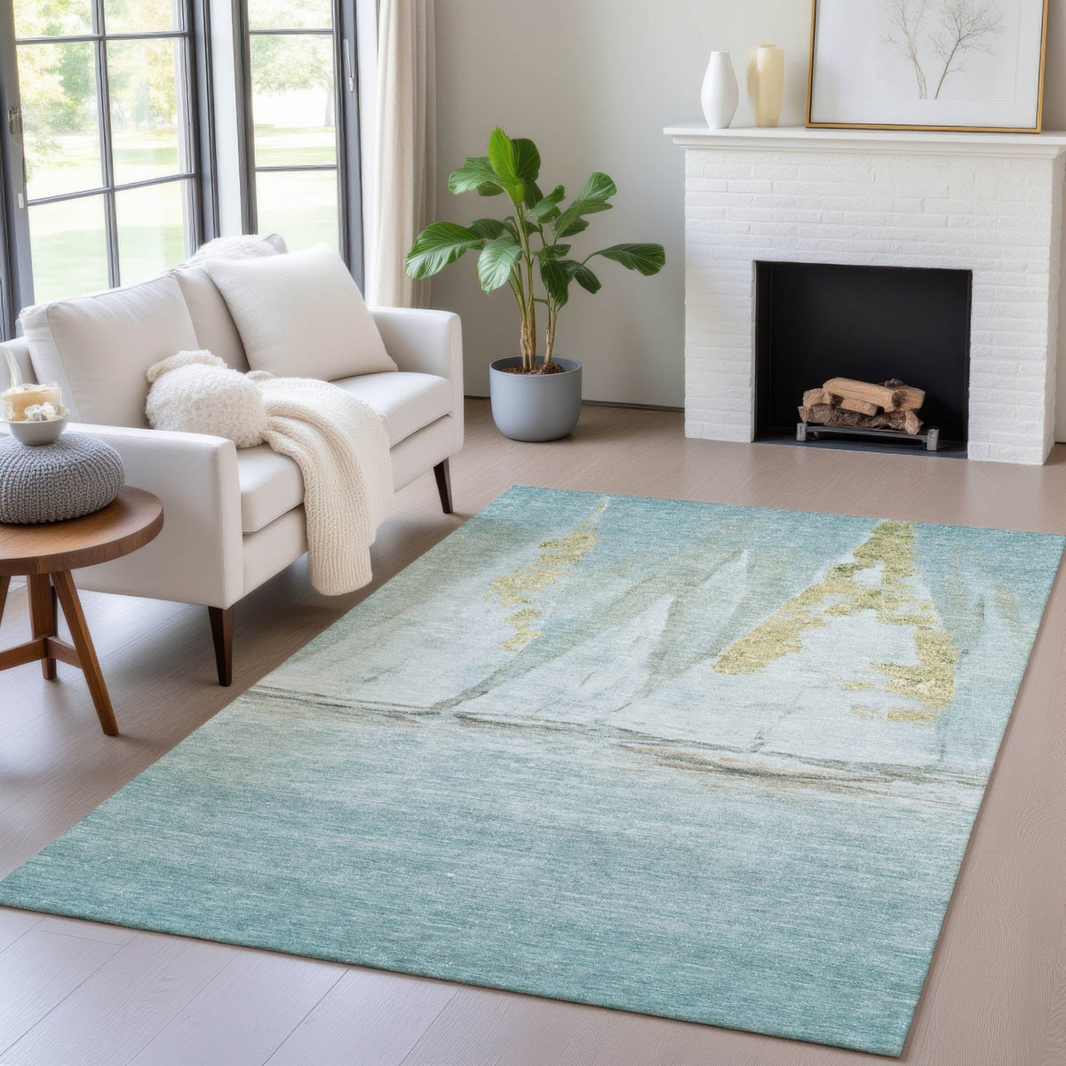 Addison Chantille ACN2084 Coastal Machine Made Transitional Teal Rug