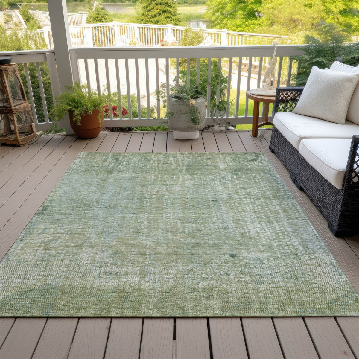Addison Chantille ACN2087 Abstract Machine Made Transitional Green Rug