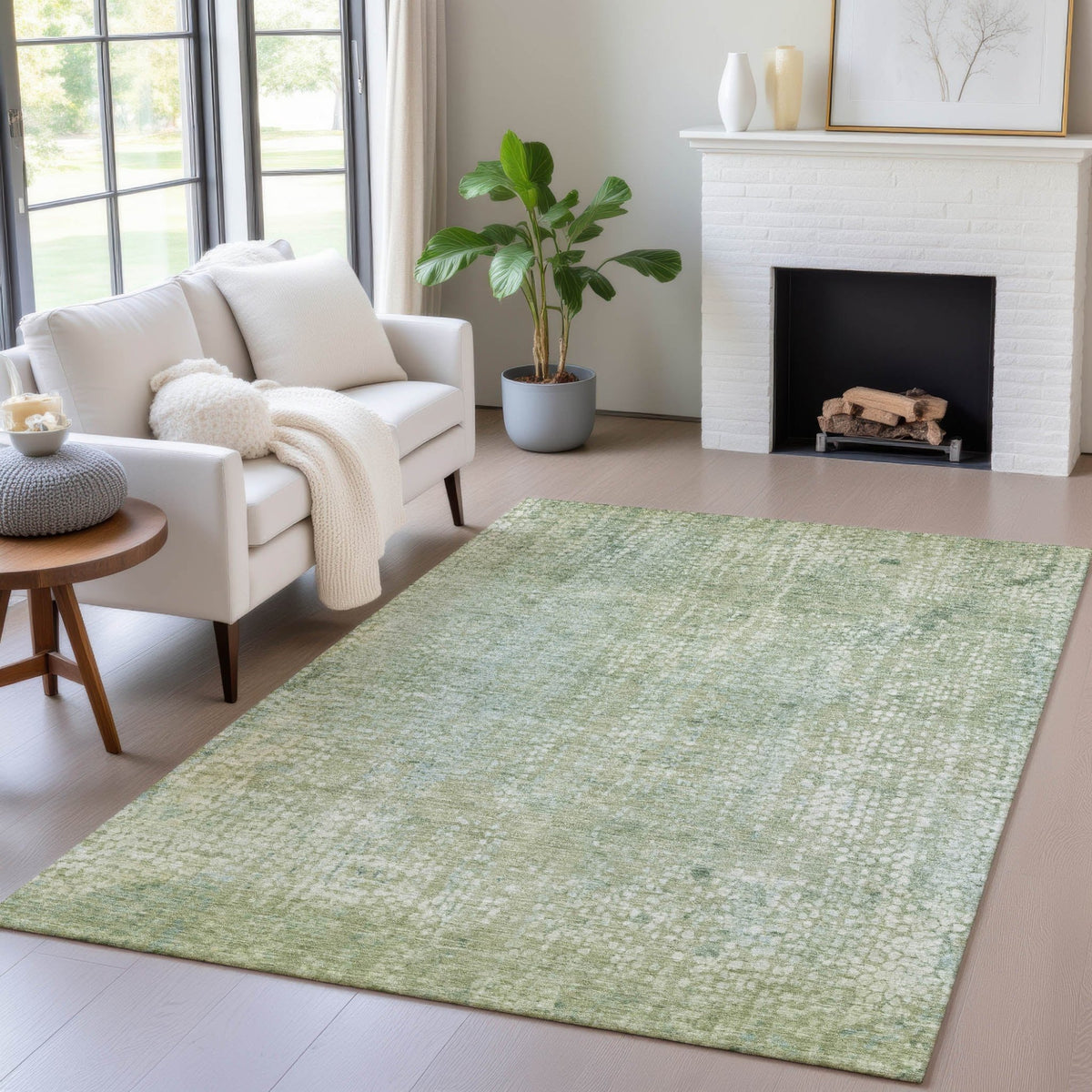 Addison Chantille ACN2087 Abstract Machine Made Transitional Green Rug