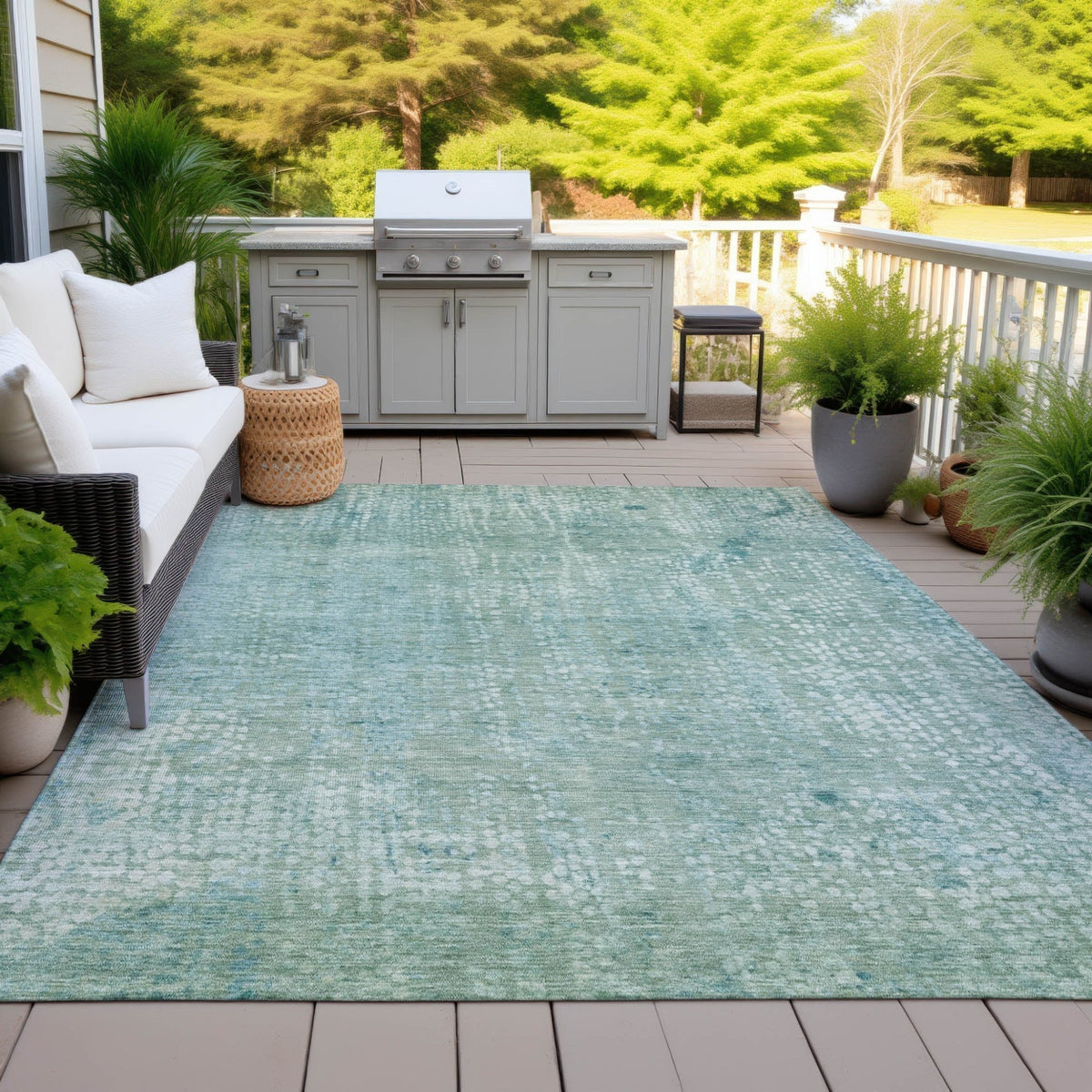 Addison Chantille ACN2087 Abstract Machine Made Transitional Teal Rug