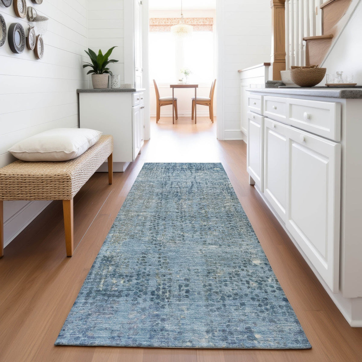 Addison Chantille ACN2088 Abstract Machine Made Transitional Blue Rug