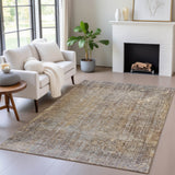 Addison Chantille ACN2088 Abstract Machine Made Transitional Brown Rug