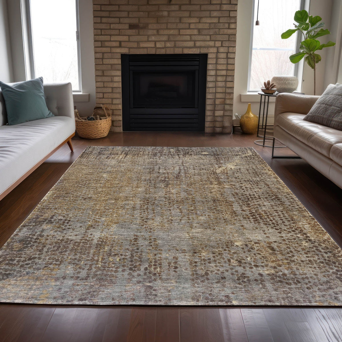 Addison Chantille ACN2088 Abstract Machine Made Transitional Brown Rug