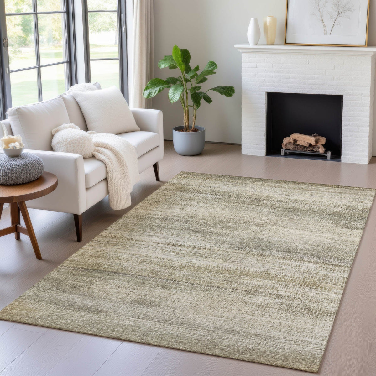 Addison Chantille ACN2089 Abstract Machine Made Transitional Taupe Rug