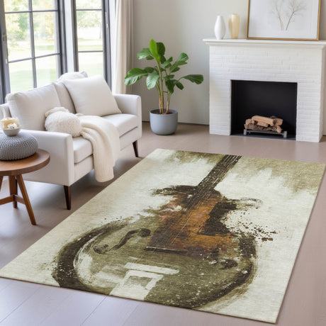 Addison Chantille ACN2091 Music Machine Made Transitional Brown Rug