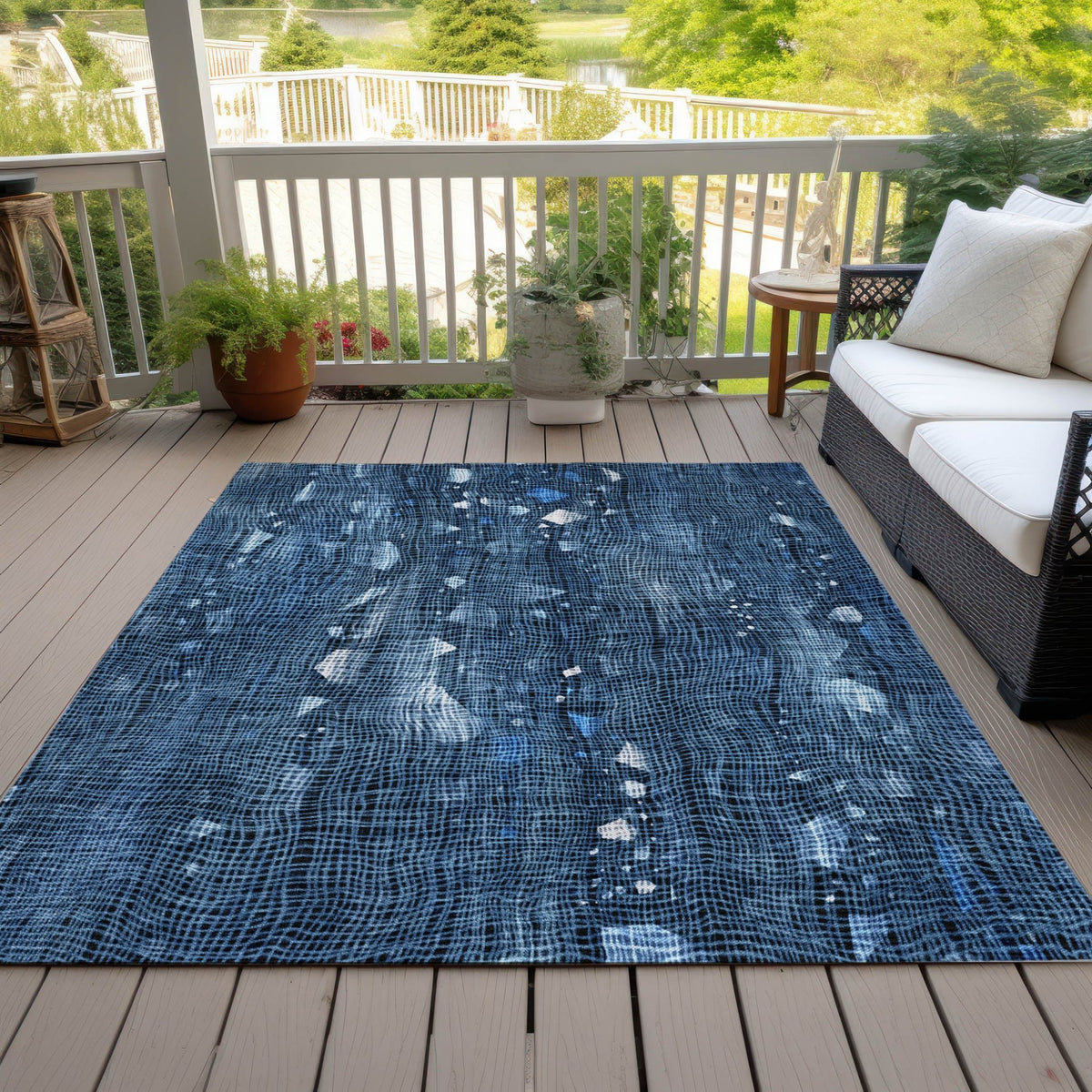 Addison Chantille ACN2092 Abstract Machine Made Transitional Blue Rug