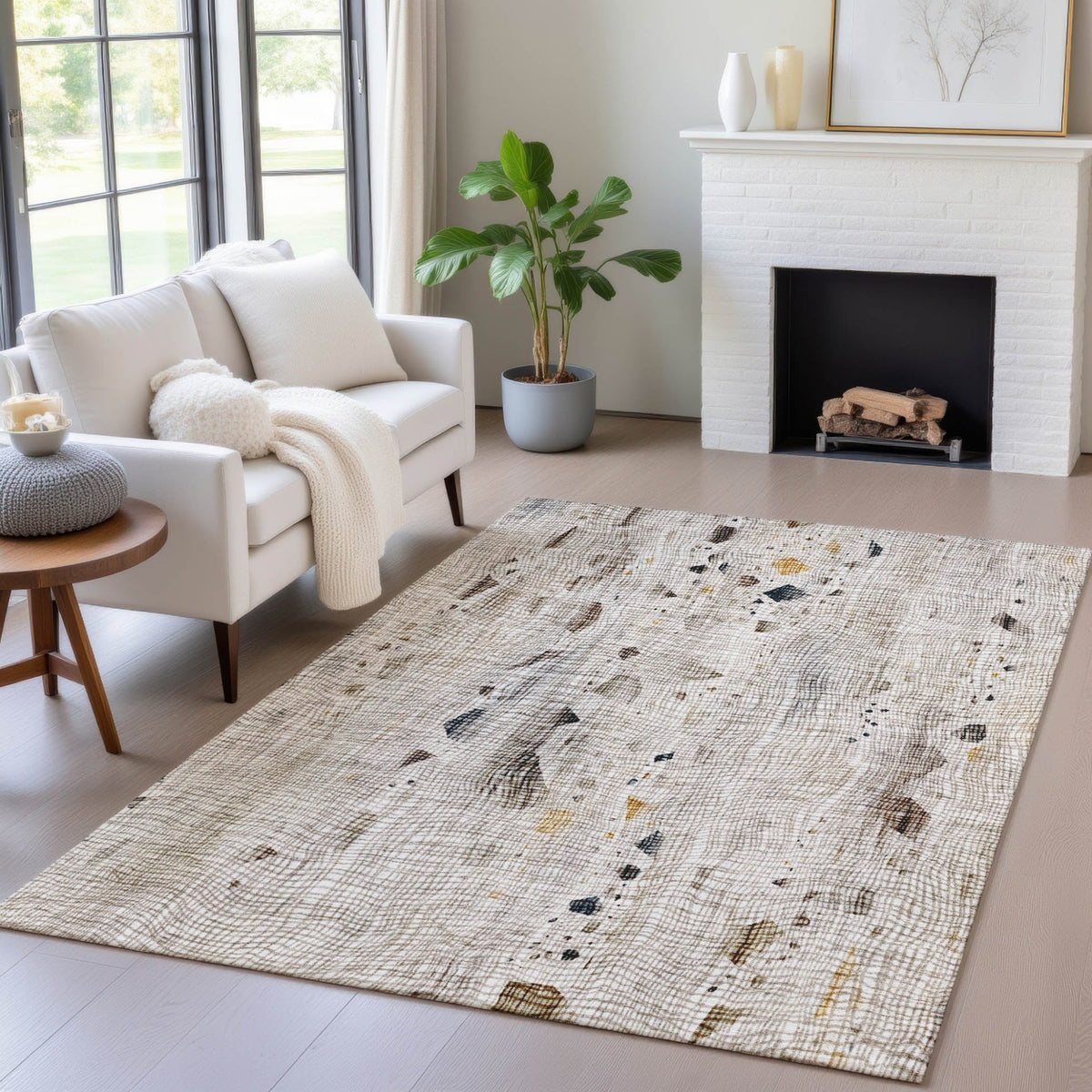 Addison Chantille ACN2092 Abstract Machine Made Transitional Linen Rug