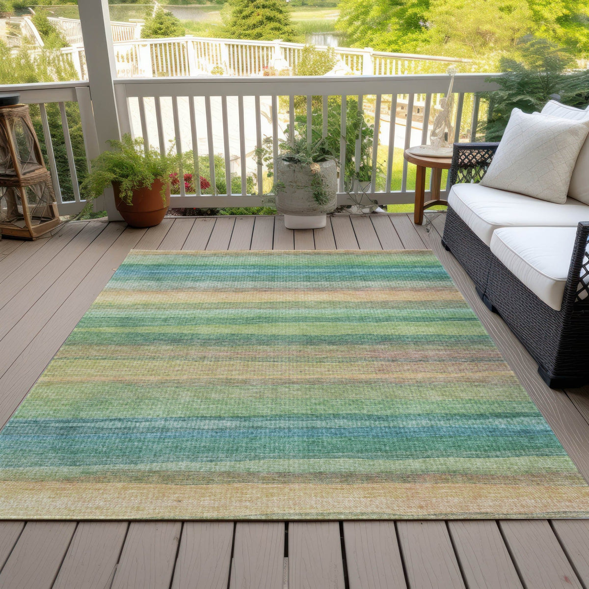 Addison Chantille ACN2093 Stripes Machine Made Transitional Aloe Rug