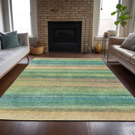Addison Chantille ACN2093 Stripes Machine Made Transitional Aloe Rug