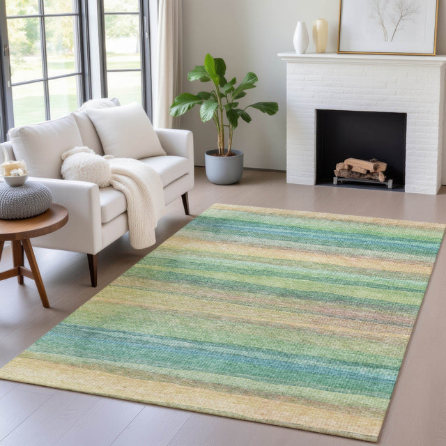 Addison Chantille ACN2093 Stripes Machine Made Transitional Aloe Rug