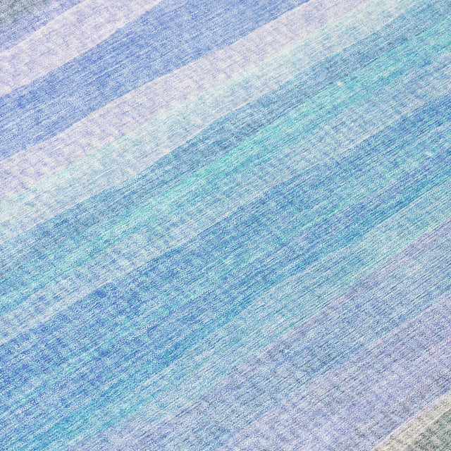 Addison Chantille ACN2093 Stripes Machine Made Transitional Aqua Rug
