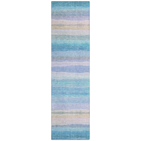 Addison Chantille ACN2093 Stripes Machine Made Transitional Aqua Rug
