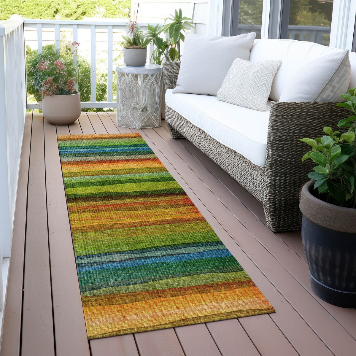 Addison Chantille ACN2093 Stripes Machine Made Transitional Green Rug