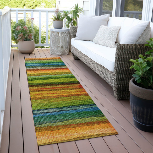 Addison Chantille ACN2093 Stripes Machine Made Transitional Green Rug