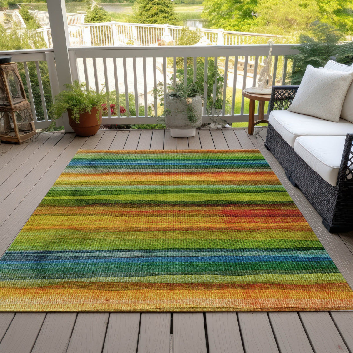 Addison Chantille ACN2093 Stripes Machine Made Transitional Green Rug