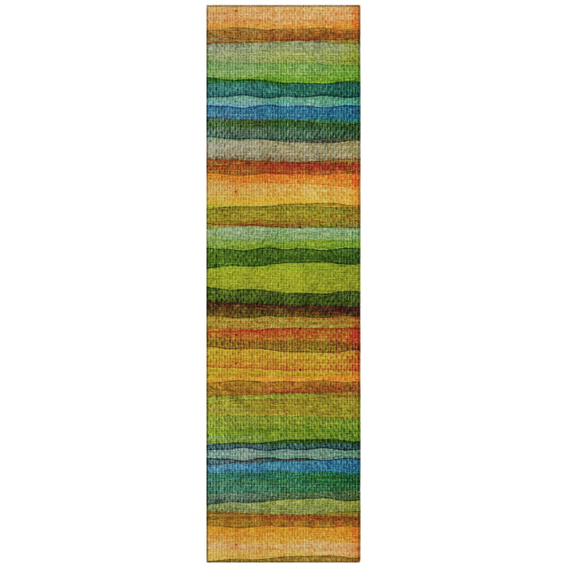 Addison Chantille ACN2093 Stripes Machine Made Transitional Green Rug