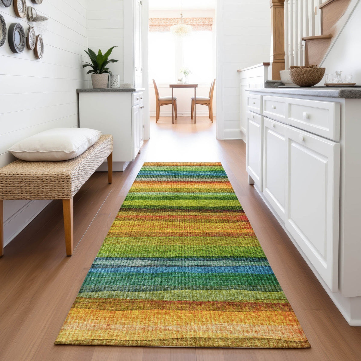 Addison Chantille ACN2093 Stripes Machine Made Transitional Green Rug