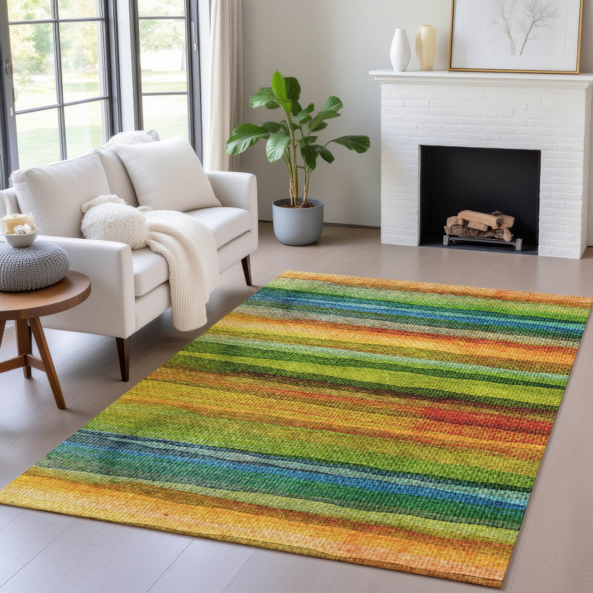 Addison Chantille ACN2093 Stripes Machine Made Transitional Green Rug