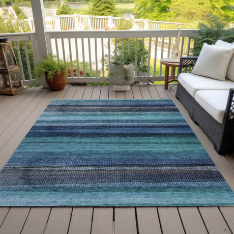 Addison Chantille ACN2093 Stripes Machine Made Transitional Teal Rug