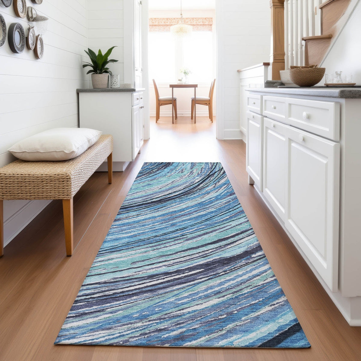 Addison Chantille ACN2094 Swirls Machine Made Transitional Blue Rug