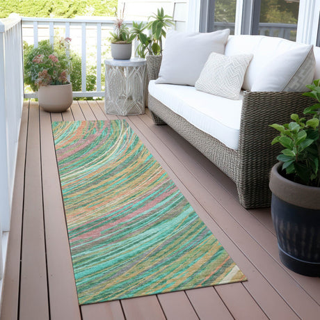 Addison Chantille ACN2094 Swirls Machine Made Transitional Teal Rug
