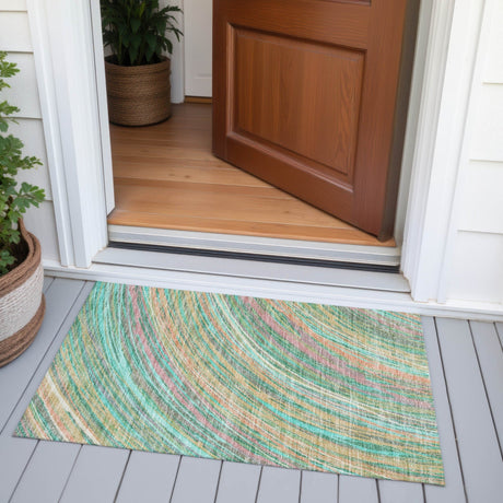 Addison Chantille ACN2094 Swirls Machine Made Transitional Teal Rug