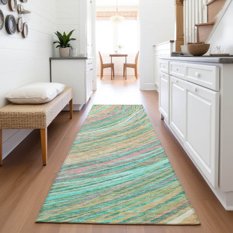 Addison Chantille ACN2094 Swirls Machine Made Transitional Teal Rug