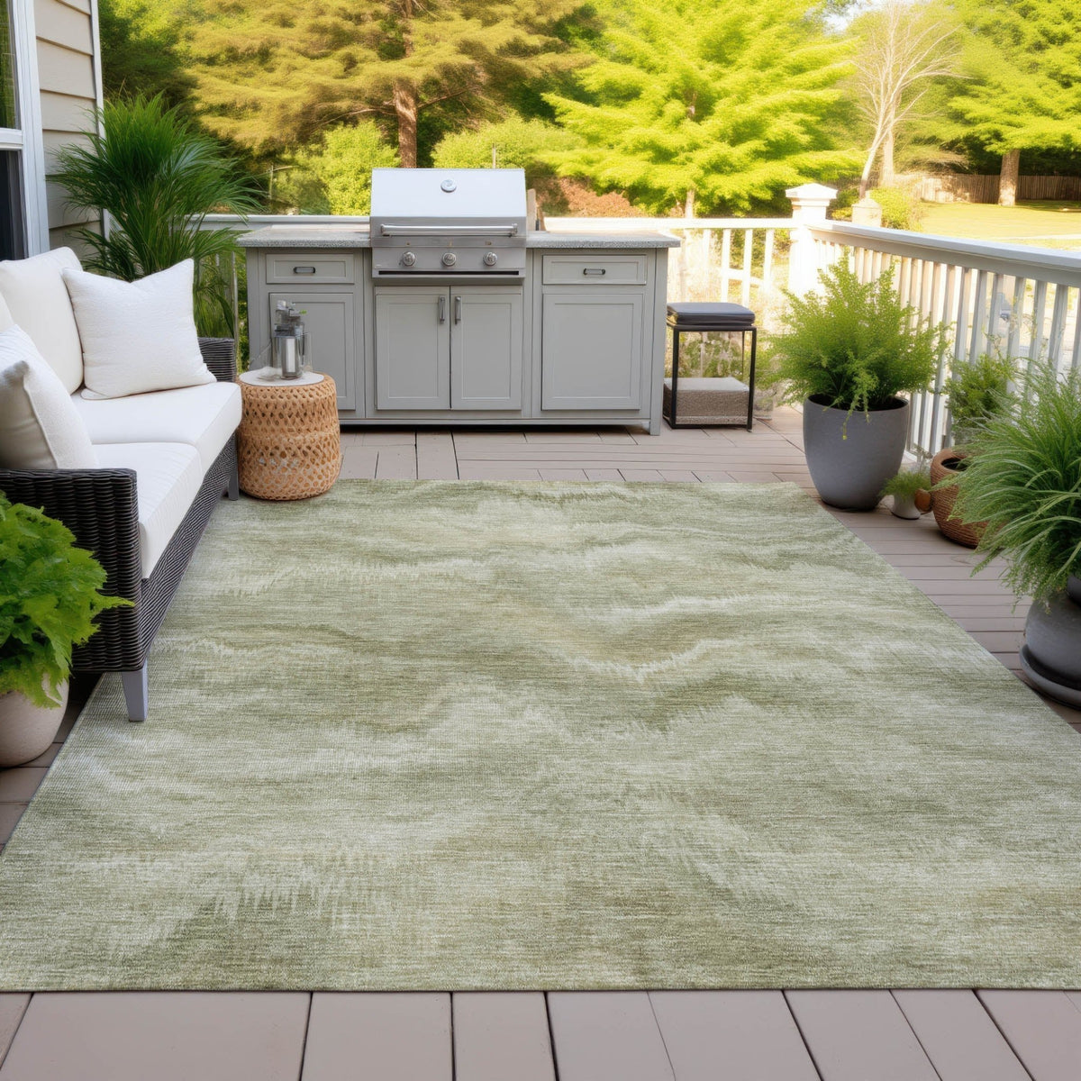 Addison Chantille ACN2095 Waves Machine Made Transitional Sage Rug