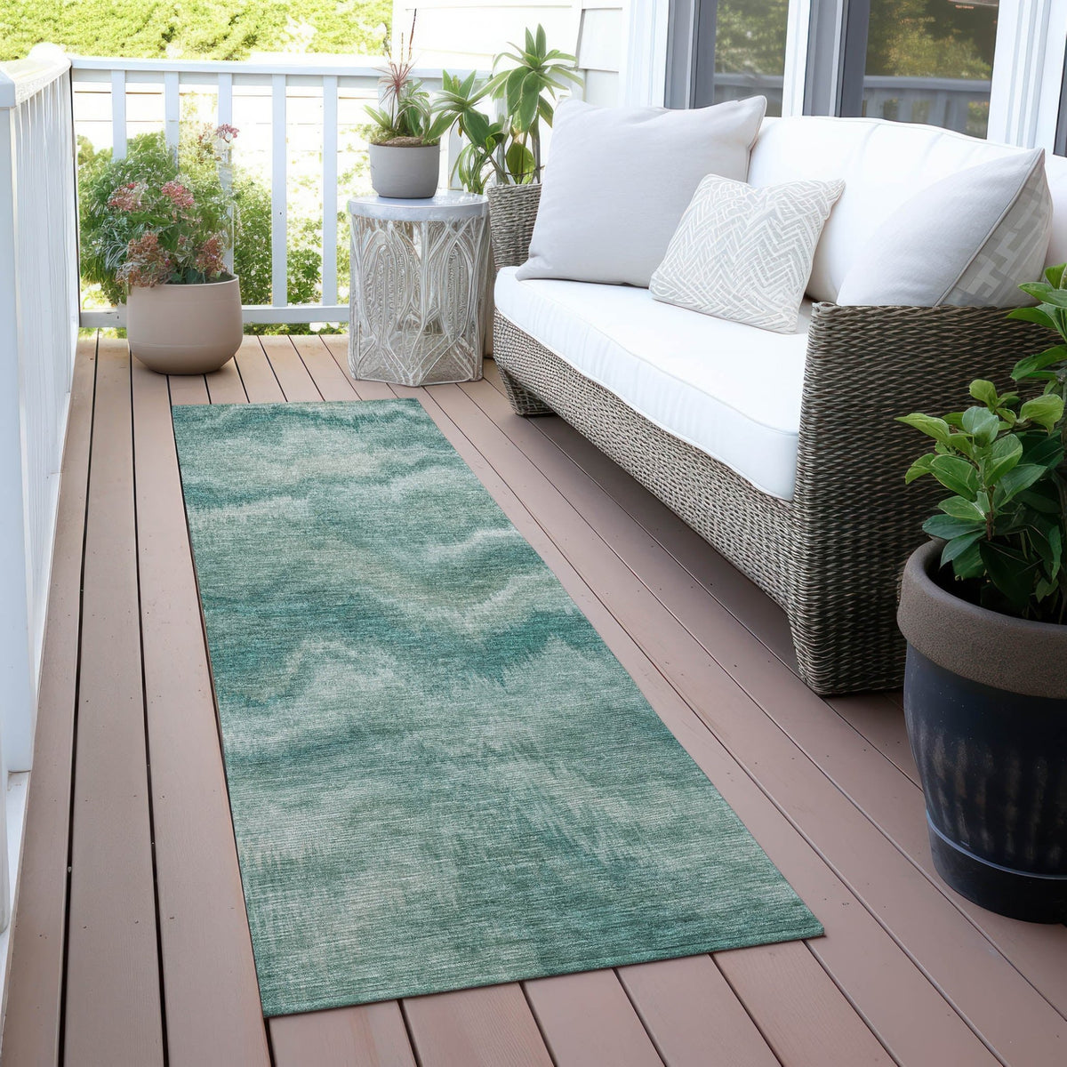 Addison Chantille ACN2095 Waves Machine Made Transitional Teal Rug