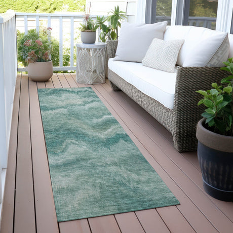 Addison Chantille ACN2095 Waves Machine Made Transitional Teal Rug