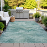 Addison Chantille ACN2095 Waves Machine Made Transitional Teal Rug