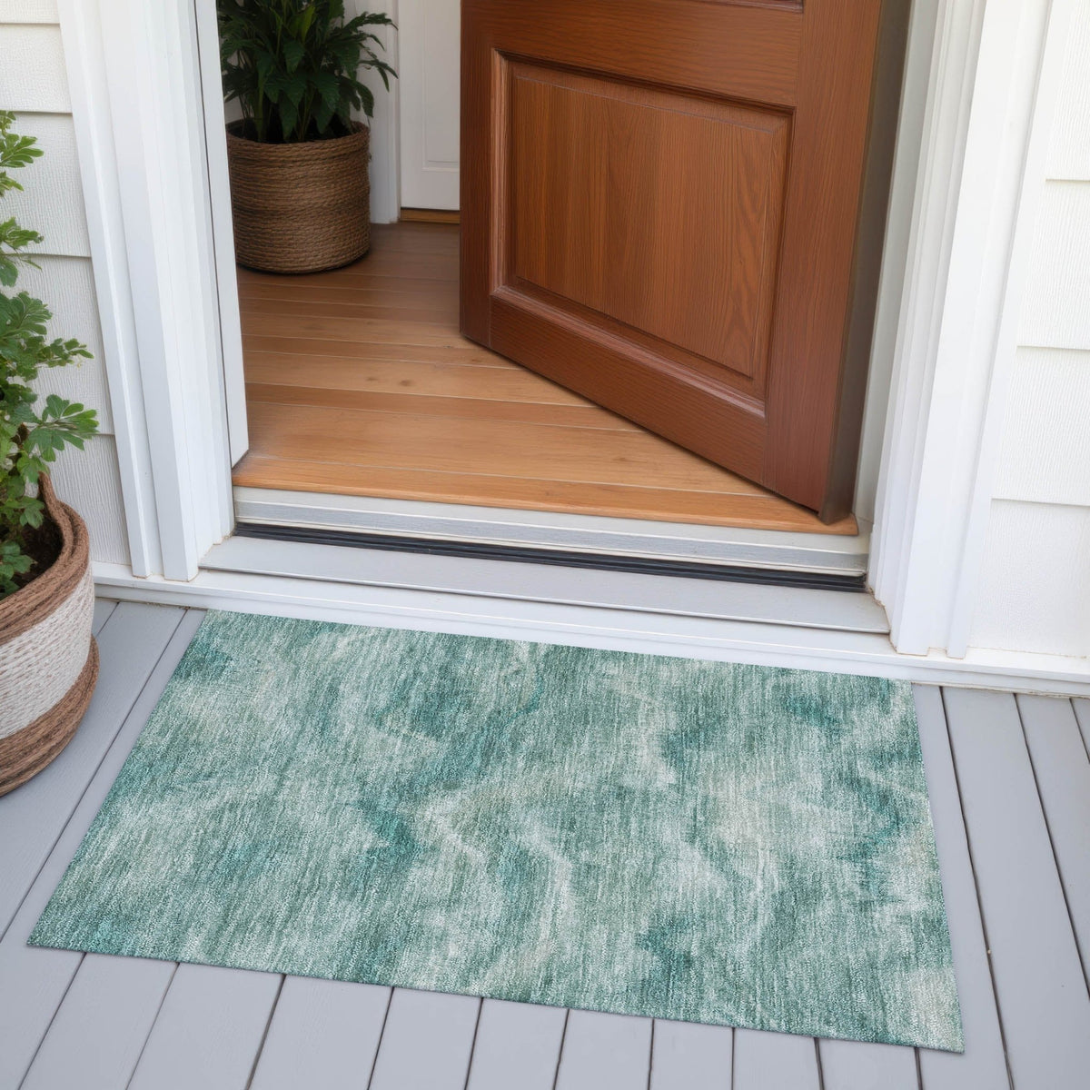 Addison Chantille ACN2095 Waves Machine Made Transitional Teal Rug