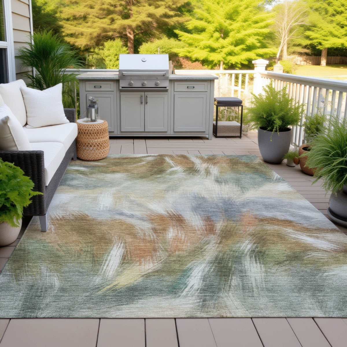 Addison Chantille ACN2096 Abstract Machine Made Transitional Beige Rug