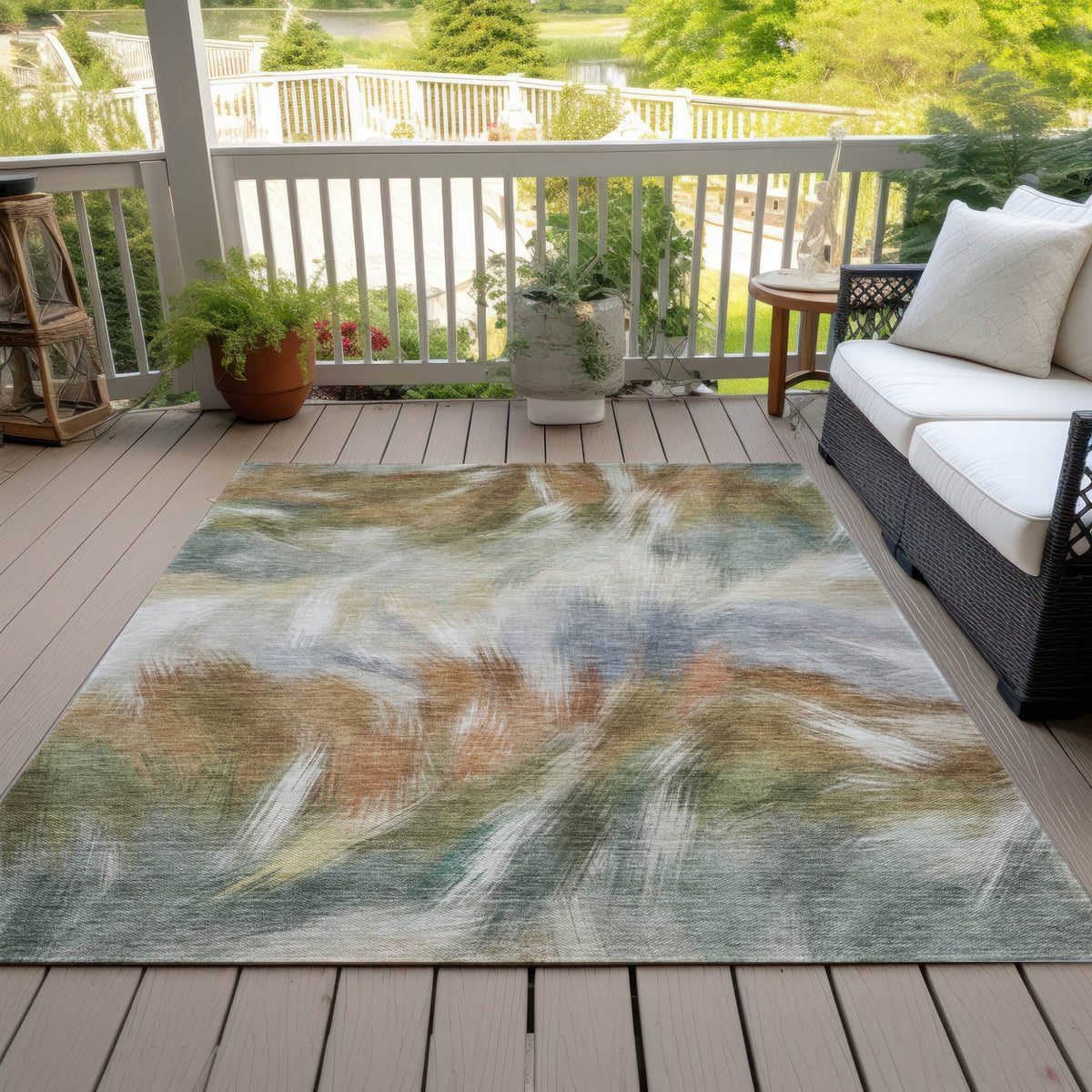 Addison Chantille ACN2096 Abstract Machine Made Transitional Beige Rug