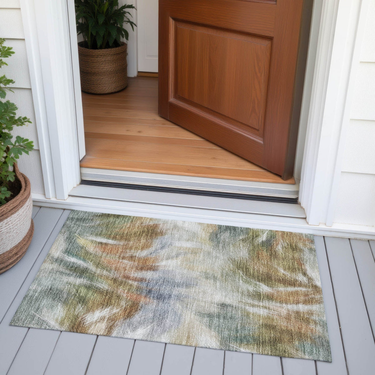 Addison Chantille ACN2096 Abstract Machine Made Transitional Beige Rug