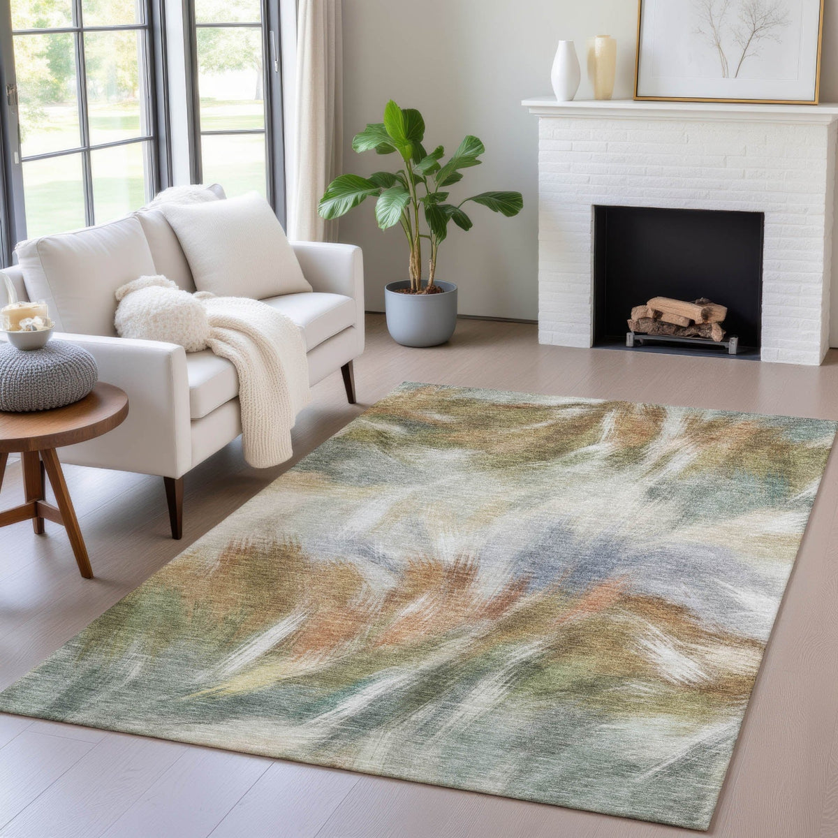 Addison Chantille ACN2096 Abstract Machine Made Transitional Beige Rug
