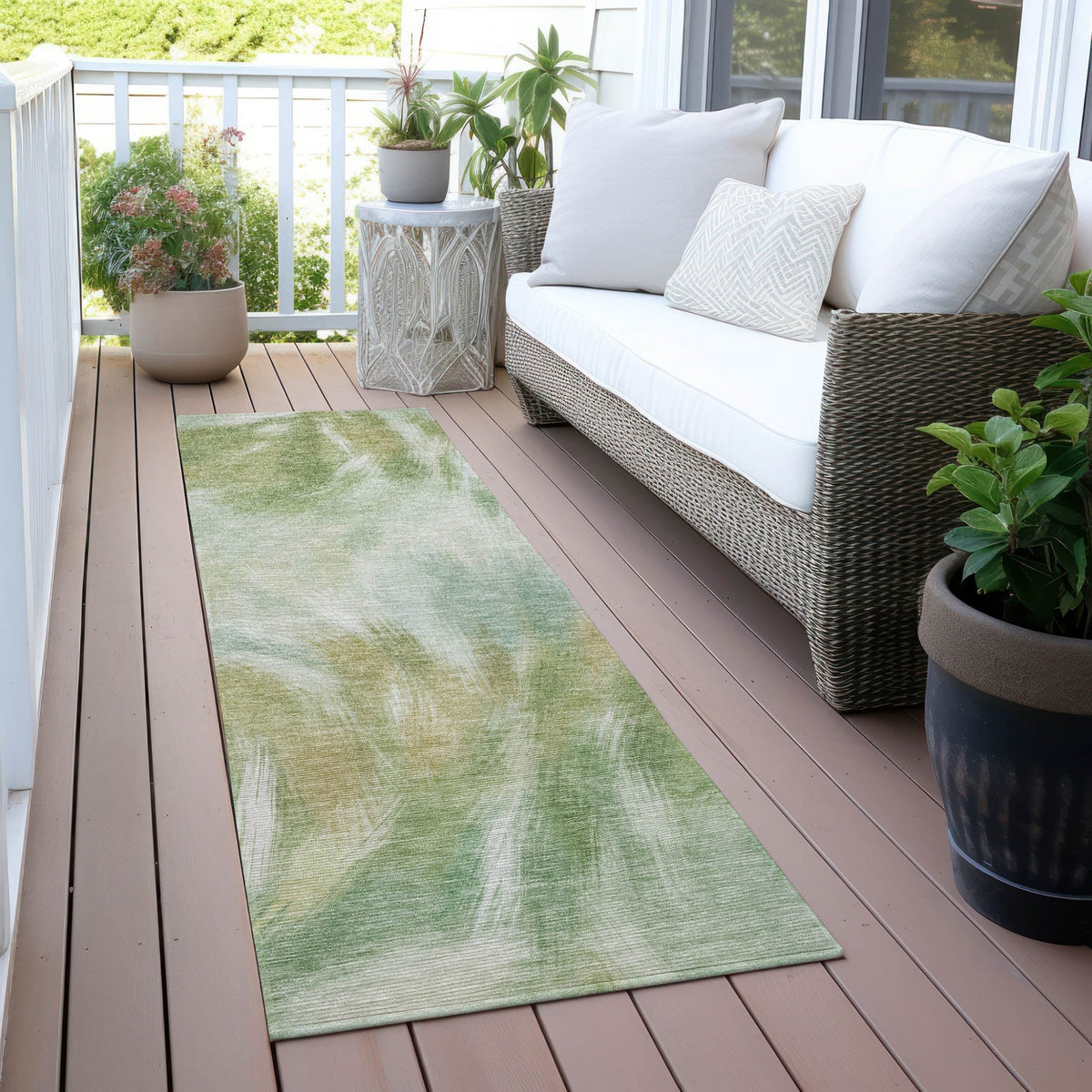 Addison Chantille ACN2096 Abstract Machine Made Transitional Green Rug