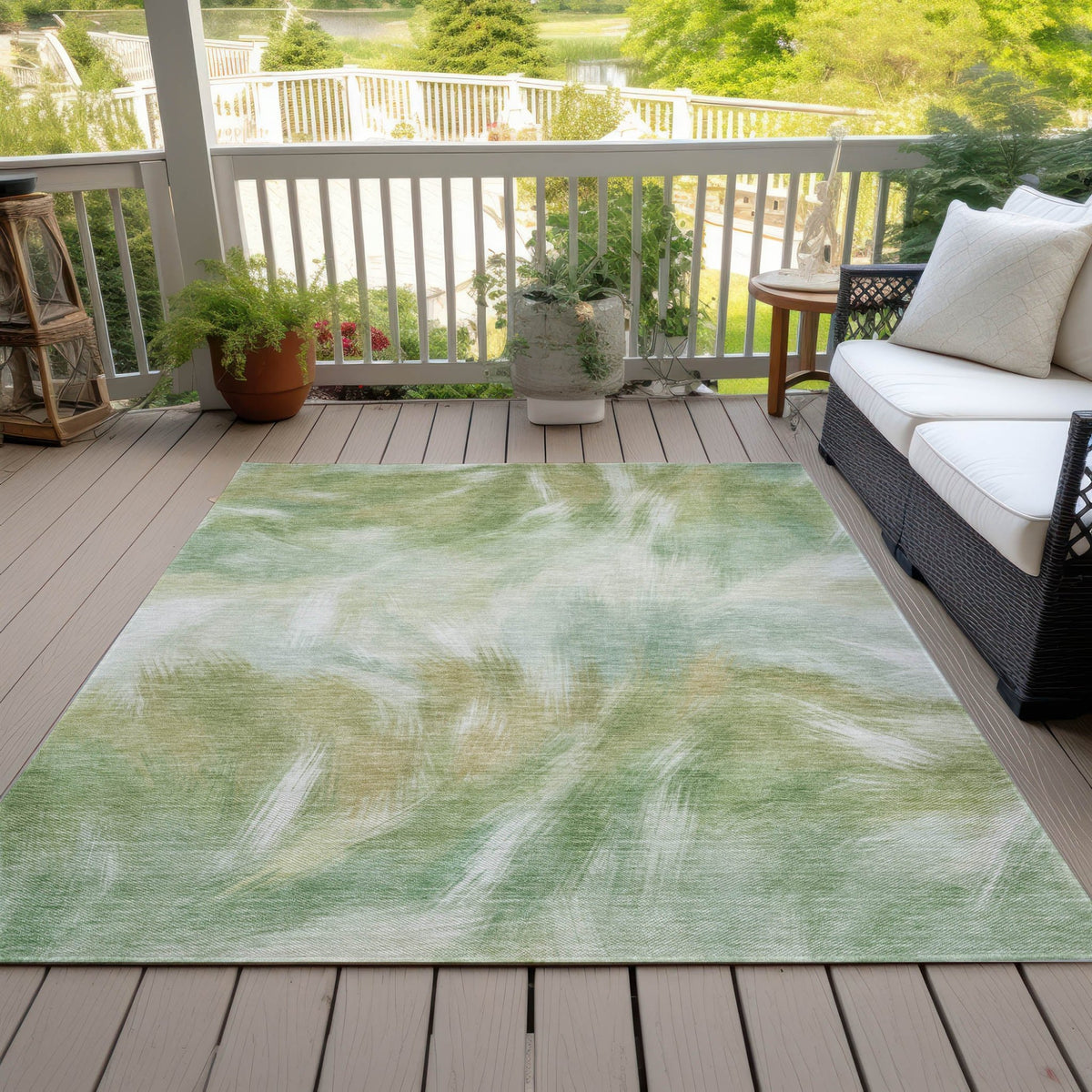 Addison Chantille ACN2096 Abstract Machine Made Transitional Green Rug