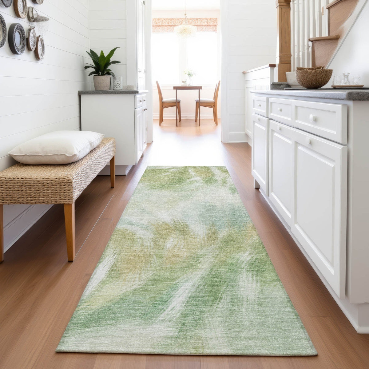 Addison Chantille ACN2096 Abstract Machine Made Transitional Green Rug