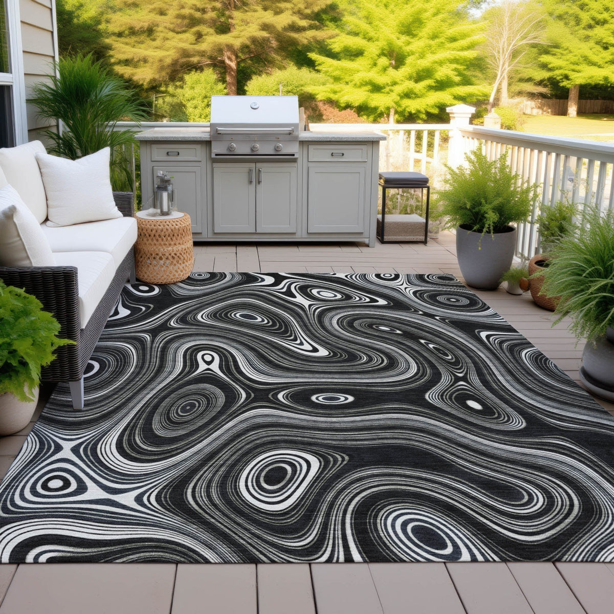 Addison Chantille ACN2097 Geometric Machine Made Transitional Black Rug