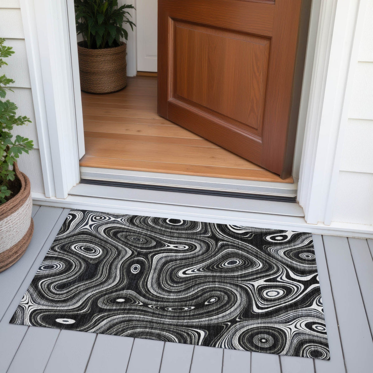 Addison Chantille ACN2097 Geometric Machine Made Transitional Black Rug