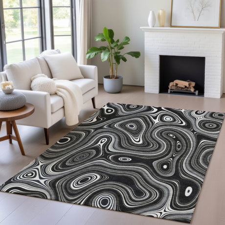 Addison Chantille ACN2097 Geometric Machine Made Transitional Black Rug