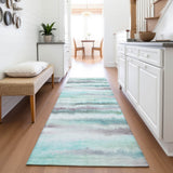 Addison Chantille ACN2098 Stripes Machine Made Transitional Teal Rug