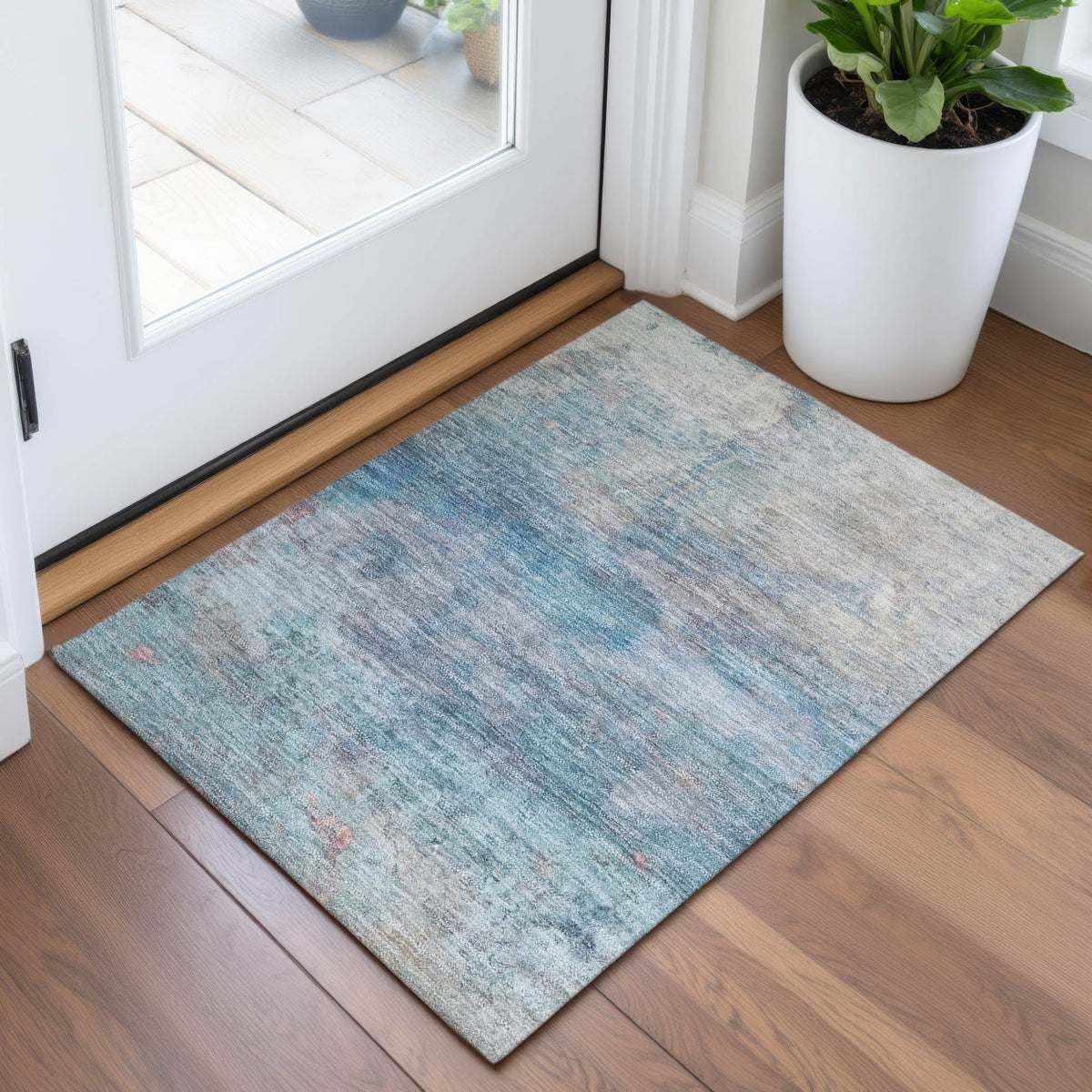 Addison Chantille ACN2100 Abstract Machine Made Transitional Aqua Rug