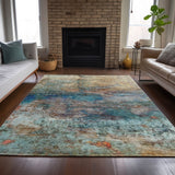 Addison Chantille ACN2100 Abstract Machine Made Transitional Teal Rug