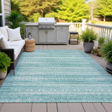 Addison Chantille ACN2101 Stripes Machine Made Transitional Aqua Rug