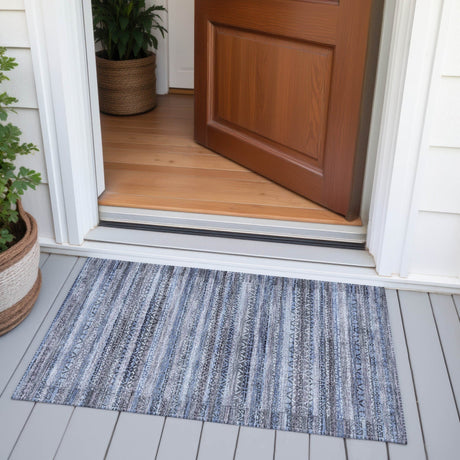 Addison Chantille ACN2101 Stripes Machine Made Transitional Blue Rug