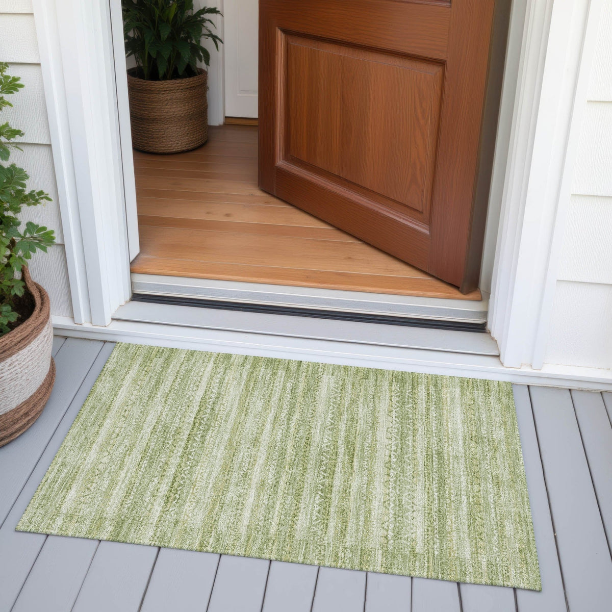 Addison Chantille ACN2101 Stripes Machine Made Transitional Sage Rug