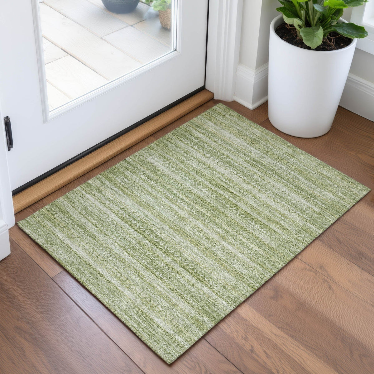 Addison Chantille ACN2101 Stripes Machine Made Transitional Sage Rug