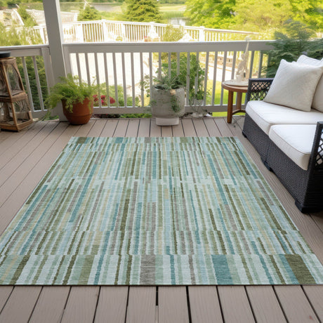 Addison Chantille ACN2102 Stripes Machine Made Transitional Aloe Rug